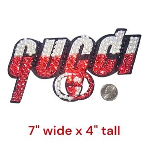 Large Lux Fashion Rhinestone  Applique Patch Red & Black